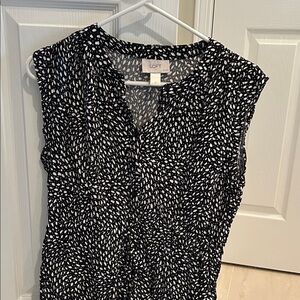 LOFT Monochrome Patterned Sleeveless Dress